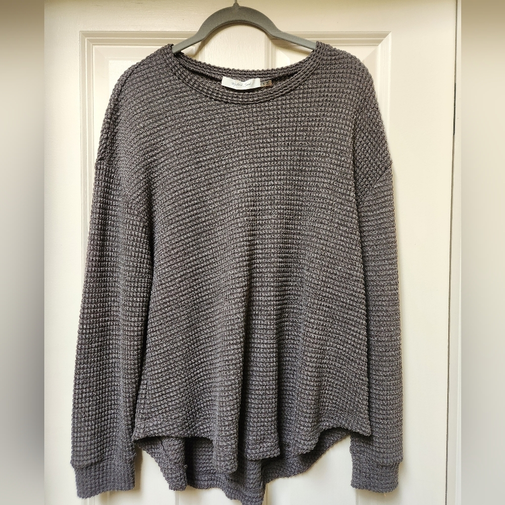 Mustard Seed Women's Lightweight Open Weave Sweater, Brown